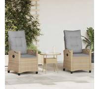 GeenYuu Silla de Jardín Plegable 2 pcs Beige y Gris Claro Respaldo Reclinable para Exterior Terraza Patio Balcón Camping Playa Piscina con Cojín y Reposabrazos Resistente