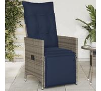 GeenYuu Silla de jardín reclinable con Cojines de ratán sintético Gris para Exterior terraza Patio balcón Porche Camping Playa Piscina Plegable apilable con Respaldo Ajustable y Estructura
