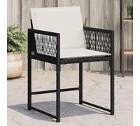 GeenYuu Sillas de jardín con Cojines 4 Unidades ratán sintético Negro para Exterior terraza Patio balcón Porche Camping Playa Piscina Plegable apilable reclinable con Respaldo y reposabrazos