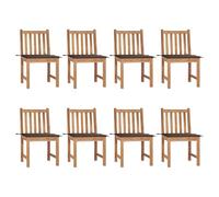GeenYuu Sillas de jardín de Madera de Teca 8 Unidades con Cojines Gris Taupe para Exterior y Interior Resistente apilable y reclinable para terraza Patio balcón Porche Camping Playa Piscina