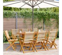 GeenYuu Sillas de jardín Plegables de Madera Maciza de Acacia Beige para Exterior Patio terraza balcón Porche Camping Playa Piscina Set de 8 Unidades Resistente y apilable con Respaldo reclinable y