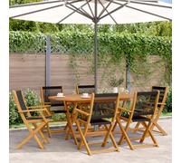 GeenYuu Sillas de jardín Plegables de Madera Maciza de Acacia Negro 6 uds con Respaldo reclinable para Exterior terraza Patio balcón Porche Camping Playa Piscina Ocio Resistente ergonómicas con