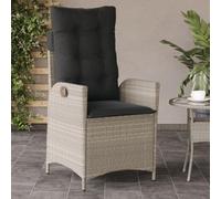 GeenYuu Sillón de jardín reclinable con Cojines y Respaldo Ajustable en ratán PE Gris Claro para Exterior terraza Patio balcón Porche Camping Playa Piscina Resistente y ergonómico