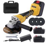 Geevorks Amoladora Angular de Batería de 125mm,21V Amoladora Angular sin Cable,9000rpm Motor Sin Escobillas, 4 Velocidades Regulables,2 Baterías,Empuñadura Auxiliar para Cortar, Moler