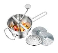 GEFU FLOTTE LOTTE - Pasaporizador con 3 discos perforados de 1/3/8 mm, acero inoxidable, para verduras, frutas, mermeladas y alimentos para bebés, con función de raspado