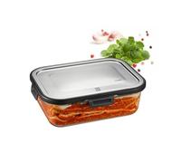 GEFU Milo - Fiambrera inteligente con control de frescura y conservas por aplicación, de cristal con sellado de silicona y cierre de clic, recipiente para alimentos, 1500 ml, rectangular
