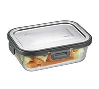GEFU Milo - Fiambrera inteligente con control de frescura y conservas por aplicación, de cristal con sellado de silicona y cierre de clic, recipiente para alimentos, 600 ml, rectangular