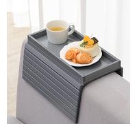 GEHE Bandeja de bambú para reposabrazos de sofá, mesa auxiliar plegable, soporte para reposabrazos anticaídas, para aperitivos, bebidas, cervezas, teléfono, control, flexible y portátil, parte