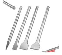 GEINXURE Set de 4 Cinceles SDS-Plus para Raspar Suelos Anchos, Acero 40CR, con Cincel Puntiagudo, Plano, Raspador y Curvo, para Quitar Azulejos, Ranurar Paredes, Raspar Suelos.