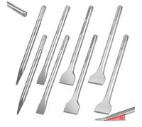GEINXURE Set de 7 Cinceles SDS-Plus para Raspar Suelos Anchos, Acero 40CR, con Cincel Puntiagudo, Plano, Raspador y Curvo, para Quitar Azulejos, Ranurar Paredes, Raspar Suelos.