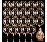 Gejoy Paquete de 20 globos LED de 36 pulgadas con luces blancas cálidas para bodas, cumpleaños, fiestas de varillas brillantes, decoraciones de fiesta de despedida de soltera, pilas no incluidas
