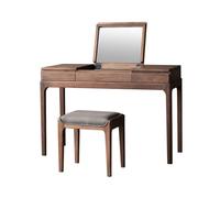 GEK208130 Dormitorio Tocador de Maquillaje Madera Maciza Nogal Negro, Escritorio Multifuncional for Ordenador, diseño con Tapa abatible Mesa de Maquillaje