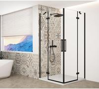 Gelco TRINITY BLACK, mampara de ducha rectangular de 1200x1000 mm, entrada en esquina, cristal transparente - GT2210-12C-B