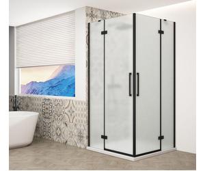 Gelco TRINITY BLACK, mampara de ducha rectangular de 1200x1000 mm, entrada en esquina, vidrio esmerilado - GT2210-12M-B