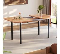 Gelukueub Mesa de comedor extensible clásica en color madera de 120 cm, longitud telescópica de hasta 160 cm, mesa en color natural, estilo minimalista moderno, soporte de aleación de alta resistencia