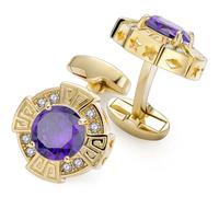 Gemelos de piedra natal para hombre con caja de regalo, gemelos en tono dorado para camisas de vestir de hombre y camisas francesas para bodas, fiestas de cumpleaños, aniversarios, Metal, Sin gemas.