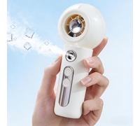 Gemmac Mini Ventilador Pulverizador, 4 Velocidades USB Ventilador Pequeño Recargable 2000mAh Portatil Ventilador de Mesa, Blanco Turbo Abanico para Viajes/Hogar/al Aire Libre/Hidratación Facial