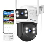 GENBOLT 4G LTE Cámara Vigilancia Exterior con Doble Lente sin WiFi | 360° PTZ Cámara con Tarjeta SIM, Conectado 24/7, Seguimiento Automático, Detección de Personas, CC y PoE, Audio Bidireccional
