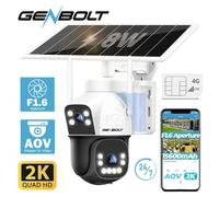 GENBOLT Cámara Vigilancia Exterior 4G Solar, Doble Lente Visión Nocturna AOV 24/7, 8W 15600mAh HCCTV IP Inalámbrica Resistente al Agua para Casa Granja