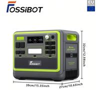 Generador eléctrico portátil FOSSiBOT F2400, batería LiFePO4 de 2048 Wh, estación eléctrica, 3 salidas de CA de 2400 W (4800 W pico) 230 V, generador solar para camping, viajes, casa/oficina nuevo