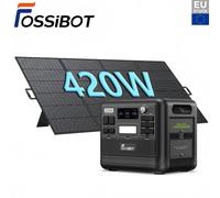 Generador eléctrico portátil FOSSiBOT F2400, panel solar de 420 W, batería LiFePO4 de 2048 Wh, generador solar UPS, 3 salidas de CA de 2400 W (4800 W pico), carga rápida de 1100 W, estación de energía