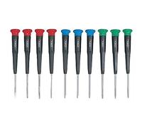 General Tools Juego de 10 destornilladores de precisión 690, ranurados con código de color, puntas Phillips y Torx con cabezales giratorios, estuche organizador