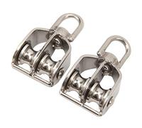 Generic Bloque de Polea Doble de Acero Inoxidable Resistente para Tensar Tiendas y Cargar Máquinas, 2 uds., 35KG