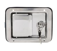 Generic Cerradura de Manija de Paleta de 140 X 108 Mm, Pestillo de Paleta de Montaje Empotrado de Acero Inoxidable 304 con 2 Llaves, Cerradura de Caja de Herramientas Pulida con Espejo para Panel de