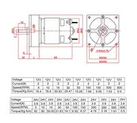 Generic DC12V 24V 35W Velocidad del Motor de Engranaje de Metal Ajustable con Rotación CW CCW para Automatización de Oficinas Automatización del Hogar Bobina de Cobre Duradera (#15)
