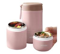 Generic Elegante recipiente de alimentos aislado a prueba de fugas, termo de acero inoxidable, aislado al vacío, recipiente para alimentos con cuchara, para escuela, trabajo, picnic (rosa, doble capa)