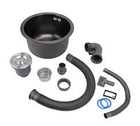 Generic Fregadero de Cocina Redondo, Mini Cuenco Individual de Acero Inoxidable con Nanotecnología y Accesorios de Drenaje para Renovación del Hogar (Acero inoxidable)