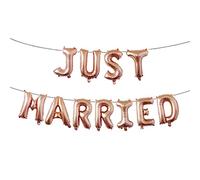 Generic Globo Tipo Pancarta JUST MARRIED para Decoración de Fiesta de Boda, Duradero, Dorado, 16 Pulgadas, Paquete de 11 (Oro rosa)