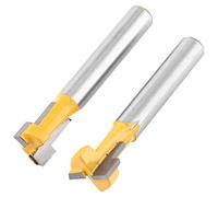 Generic Juego de 2 Brocas para Enrutador con Ranura en T para Carpintería con Vástago de 1/4" para un Corte Eficiente de Maderas Blandas y Tablas Delgadas