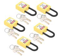 Generic Juego de 5 Candados de Bloqueo, Candados de Seguridad Duraderos y Compactos para Uso Industrial, Material de Nailon PA, Tamaño de 38 Mm (YELLOW)