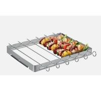 Generic Juego de 6 pinchos y estante para barbacoa, de acero inoxidable, con estante plegable para kebab