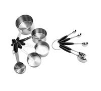 Generic Juego de Cucharas Medidoras de Cocina, 10 Piezas, Diseño Moderno de Acero Inoxidable para una Fácil Organización y Ahorro de Espacio, Herramientas de Cocina, Color Negro