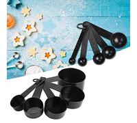 Generic Juego de Cucharas Medidoras de Plástico para Hornear y Cocinar con Báscula Adecuada para Panaderos, 10 Piezas, Color Negro