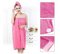 Generic Juego de Envoltura Corporal para Baño de Spa con Gorro de Secado Rápido para Ducha, Sauna y Spa - Albornoz de Toalla Suave para Mujer, Material de Poliéster, Blanco/rosa/rojo Rosa/púrpura