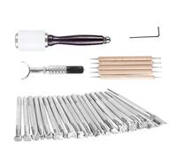 Generic Juego de Herramientas para Manualidades de Cuero de 28 Piezas con 20 Sellos para Proyectos de Bricolaje Fáciles, Ideal para Principiantes/profesionales, Hecho de Nailon y Madera de Primera