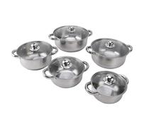 Generic Juego de Ollas de Acero Inoxidable, Utensilios de Cocina Elegantes con Tapa de Vidrio, Cocina Práctica para Reuniones Familiares