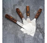 Generic Penggong Juego de Raspadores de Masilla de Acero Inoxidable de 4 Piezas con de Madera para Reparación, Eliminación de Pintura, Enlucido y Masilla de Pared