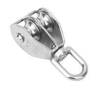 Generic Polea Fija de Alta Resistencia, Doble Rueda para Aplicaciones de Elevación, Carga Máxima 75 Kg, 2 Piezas de Acero Inoxidable 304