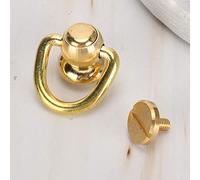 Generic Remaches de Anillo en D, Tornillos de Anillo de Tracción de Latón Duraderos para Artesanía en Cuero, 10 Mm, Dorado, Juego de 5