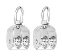 Generic Rueda de Bloque de Polea Doble M20, Acero Inoxidable, Capacidad de 75KG para Tensar Tiendas y Levantar Cuerdas, 2 uds.