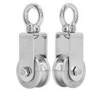 Generic Ruedas de Polea de Cable de Acero Inoxidable, 2 uds., con Rodamientos Dobles para Aplicaciones de Elevación, Rotación de 360 grados, Capacidad de Carga de 100KG
