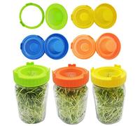 Generic Tapas de Brotes de Plástico para un Fácil Enjuague y Drenaje, Juego de 4 Tapas de Brotes Duraderas sin BPA para Frascos de Boca Ancha, Perfectas para Cultivar de Brócoli y Lentejas (GREEN)