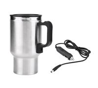 Generic Taza Calefactora de Viaje para Coche, Taza de café Eléctrica de 12V con Aislamiento Al Vacío, Acero Inoxidable Seguro de 450ml para Bebidas Calientes Mientras Viaja