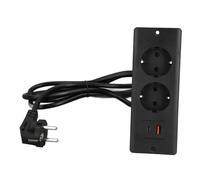 Generic Toma de Corriente Empotrada con 2 Salidas y Puertos USB para una Carga Eficiente en la Instalación de Muebles (Black)