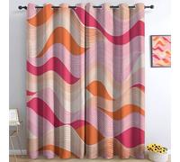 Genérico 140 x 225 cm, juego de 2 cortinas 100% opacas con aislamiento térmico, diseño retro ondulado e impreso, tela suave e impermeable, doble cortina con ojales para dormitorio, salón, cocina