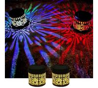 Genérico 2 Pcs Color Changing Solar Mandalas Lights,Decorative Solar Mandalad Wall Light,Outdoor Metal Projection Light,Waterproof Fence Lights for Yard Garden Patio Backyard (B)